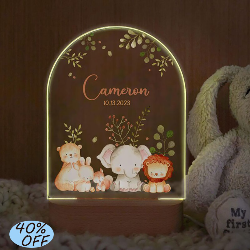 Baby Nursery Lamp - Nom personnalisé bébé veilleuse personnalisé dessin