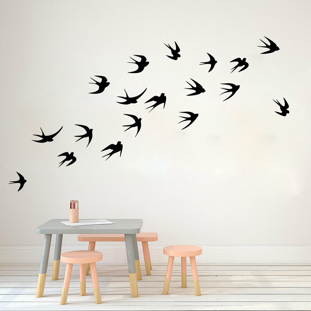 Baby Nursery Wall Mural - Sticker mural en forme d'hirondelles volantes