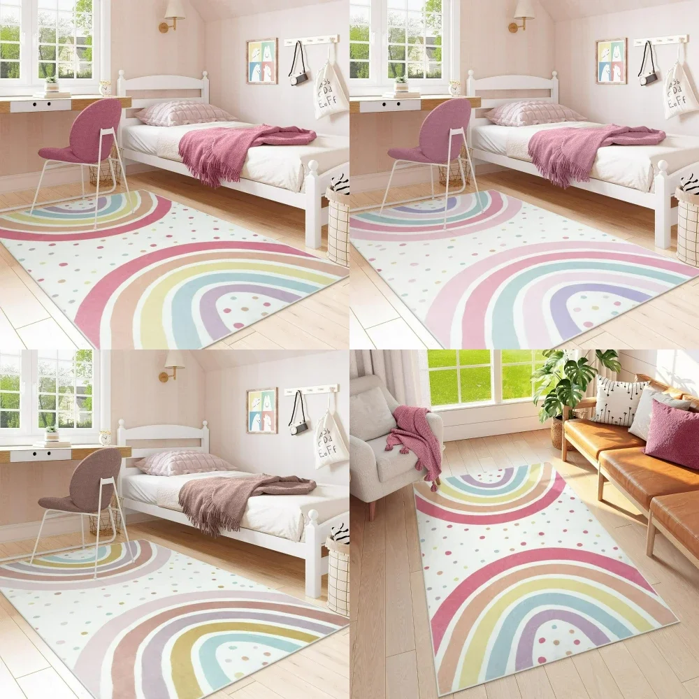 Soft Rug Nursery - 1pc coloré point Boho arc-en-ciel Chic