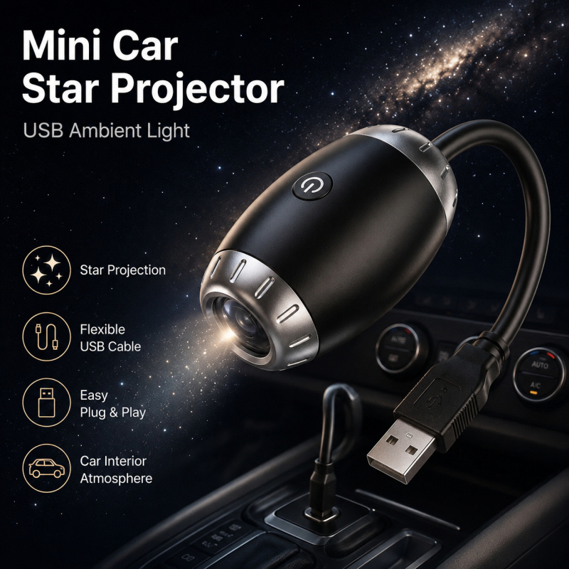 Night Light Projector Stars - Projecteur d'étoiles USB pour voiture, lumière