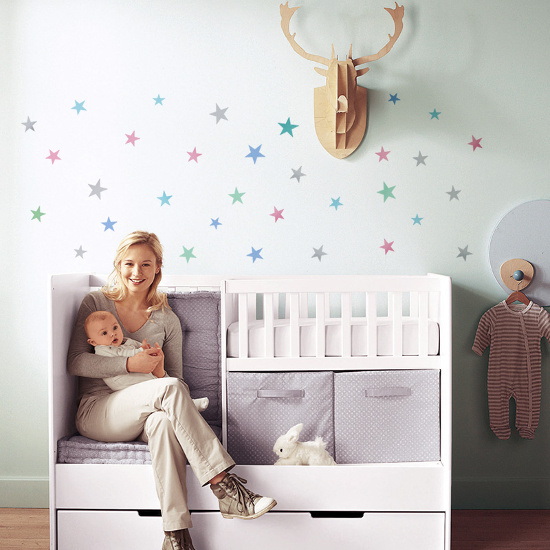Baby Nursery Modern - Autocollant mural étoiles pour chambre d'enfants,