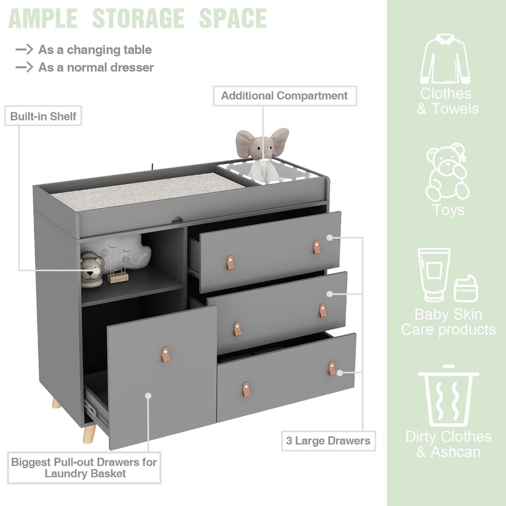 Commode à langer pour bébé, co - Baby Nursery Dresser Changing Table avis et prix