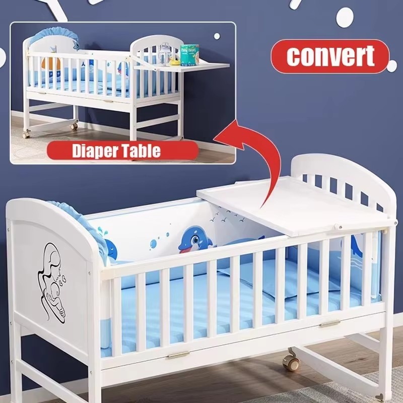 Berceau de bébé en bois avec m - Convertible Crib Set avis et prix