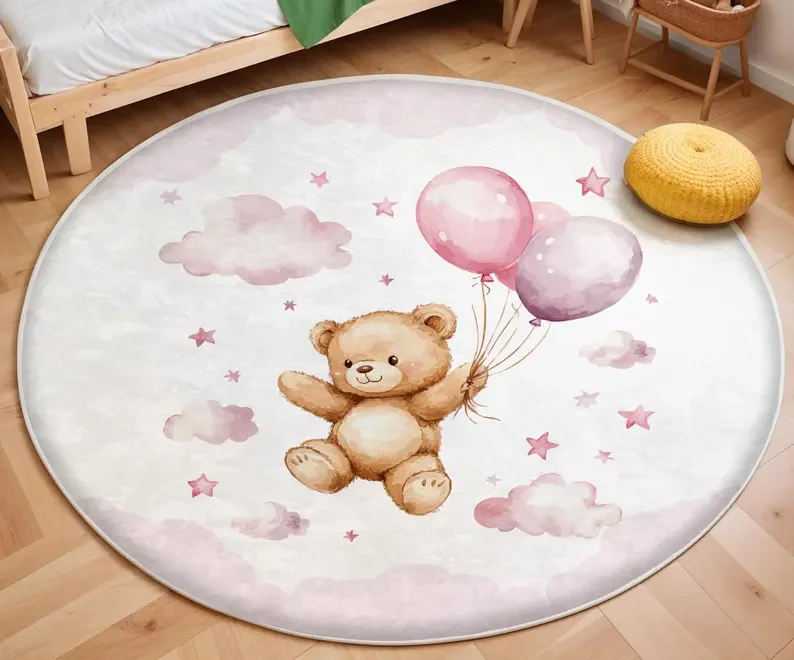 Tapis rond rose en forme de nu - Soft Rug Nursery avis et prix