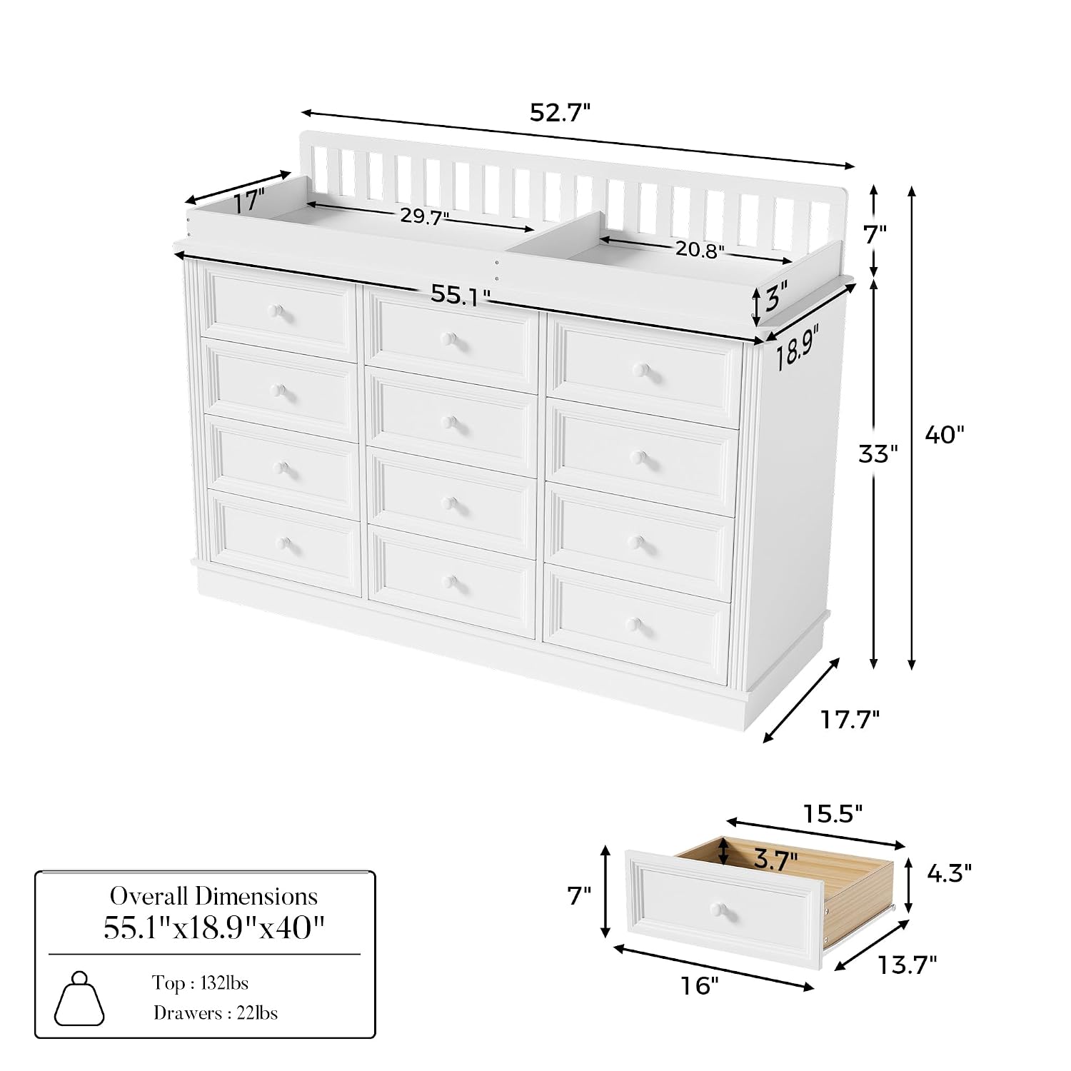 Table à langer et commode pour - Baby Nursery Dresser Changing Table avis et prix