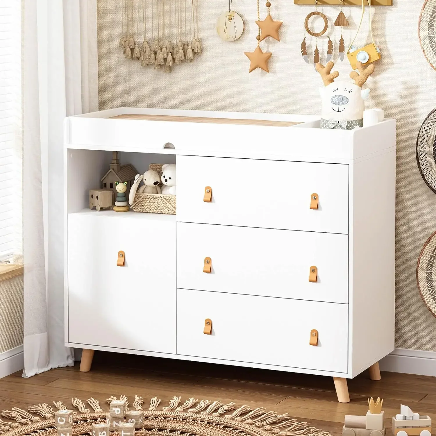 Commode à langer pour bébé ave - Baby Nursery Dresser Changing Table avis et prix