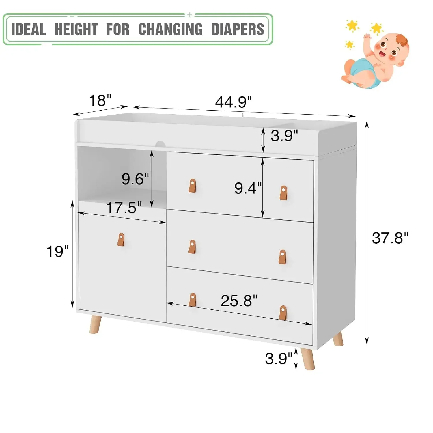 Commode à langer pour bébé ave - Baby Nursery Dresser Changing Table avis et prix