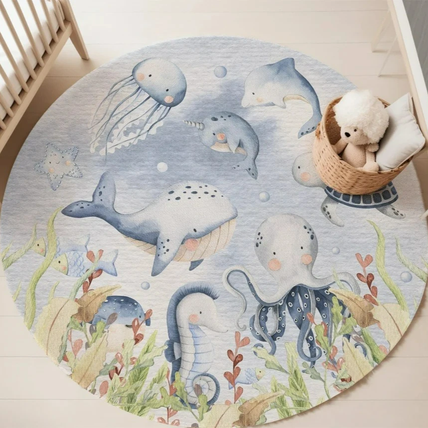 Tapis rond bleu marine pour sa - Soft Rug Nursery avis et prix